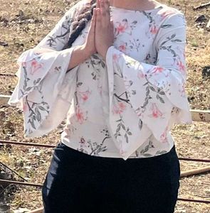 Floral Bell Sleeve Top
