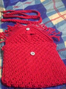 Red Crochet Crossbody Bag