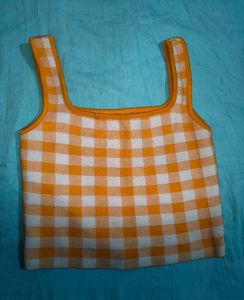 Retro Gingham Square Neck Tank Top