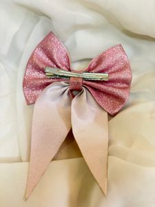 Sparkly Pink Bow Hair Clip