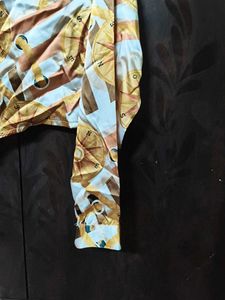 Patterned Tie-Front Crop Top