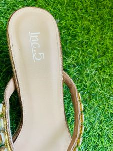Embellished Gold Flat Sandals