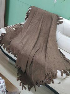 Cozy Brown Fringed Throw Blanket