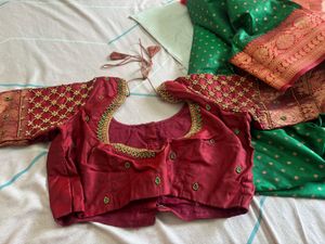 Embroidered Silk saree with blouse