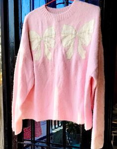 Pink Bow Detail korean Knit Sweater top