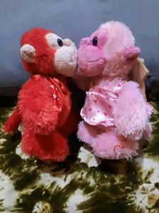Cute Monkey Plush Toys - Red & Pink