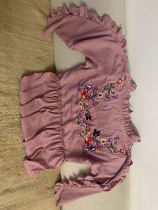 Embroidered Ruffle Top