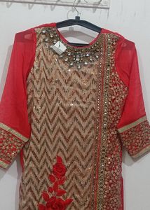 Embellished Red & Gold Kurta🌹