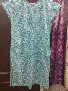 Teal Floral Print Kurta