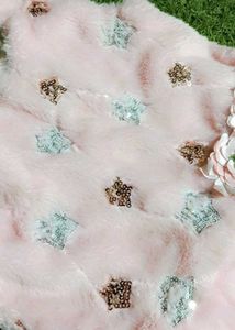 Pink Starry Dress with Fur Coat