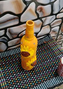 Hand-Painted Sunflower Bottle Decor