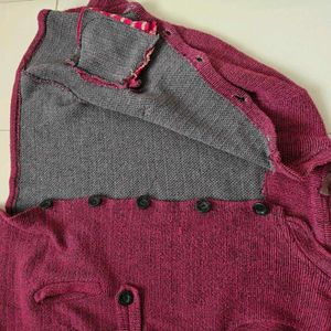 Women's Pink Textured Button-Up Jacket
