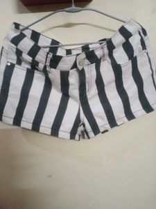 Striped Denim Shorts