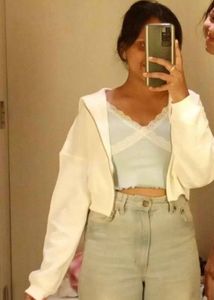 white Cropped zipper