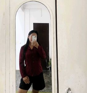 Maroon Button-Up Shirt
