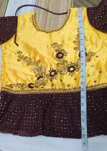 Elegant Yellow &amp; Purple Embroidered Outfit