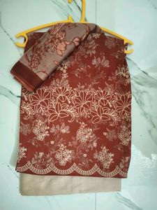 Maroon Floral Print Kurta Set with Dupatta