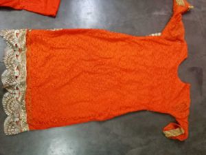 Stunning Orange Embroidered suit