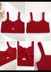 Chic Red Tie-Front Crop Top