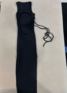 Sleek Black Maxi Dress with Open Back