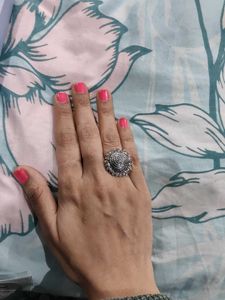 3 Rings Combo- Women Oxidised Silver Ring