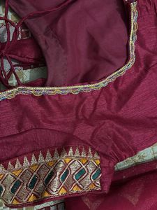 Maroon Embroidered Saree