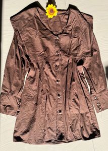Brown Button-Up Midi Dress