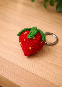 Handmade Crochet Strawberry Keychain