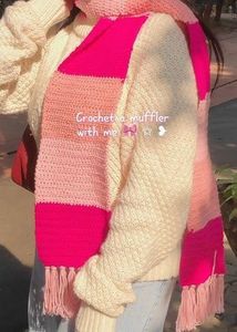 Cream Scarf with Pink Rose Appliques