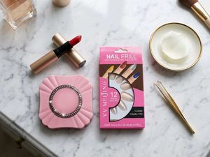 combo of makeup kit, lipstick and nail kit
