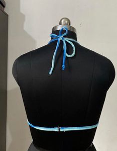 Blue Striped Bikini Top
