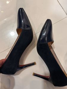 Elegant Navy Suede & Patent Heels