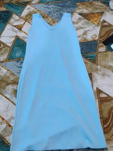 Sky Blue Sleeveless V-Neck Dress