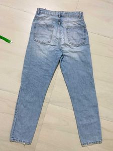 MANGO Pearl Embellished Light Wash Jeans