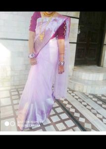 Elegant Lilac Saree with Embellished Blouse