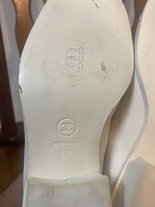 Chanel White Leather Chain Loafers