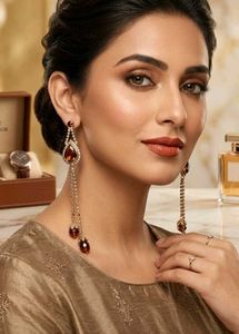 Elegant Crystal Drop Earrings + neckless