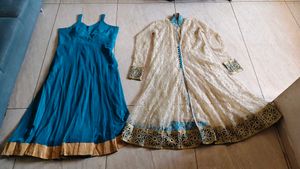 Elegant Teal &amp; Cream Ethnic Kurta Set