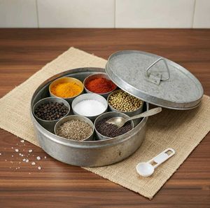 Rare Vintage Pure Aluminium Spice Box Masala Dabba