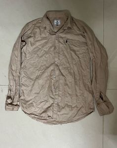 Men's Casual Khaki Button-Up Shirt