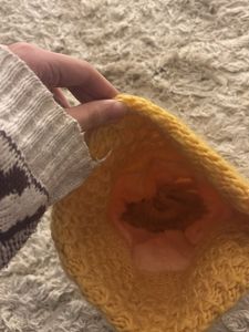 Yellow Beanie with Flower Detail