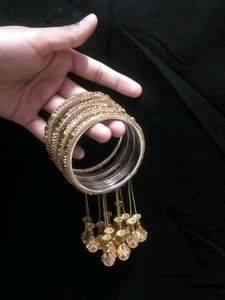 😍 Golden Bangles With Latkan