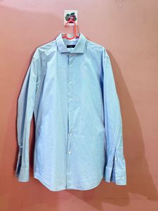HUGO BOSS Men's Light Blue Patterned Dress Shirt