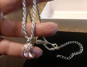 Silver Plated Chain Pain Pendent with Pink Studs