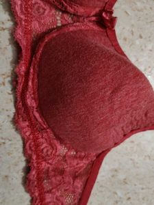 Red Lace Trim Bra