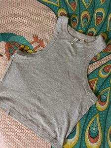 Grey Ribbed Tank Top
