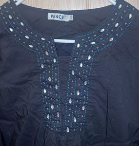 Elegant Black Embroidered Tunic