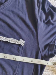Comfortable Navy Nightdress with Lace Trim
