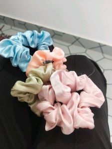 Satin Scrunchies Set - Pastel Colors