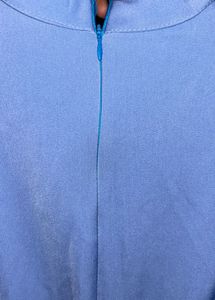 Elegant Blue V-Neck Midi Dress